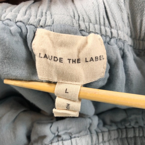 Laude The Label Pants Womens L Blue Crop Everyday Wide Leg Elastic Waist Lined - Picture 8 of 14